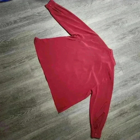 Vintage 90s Liz Moody silky red embroidered puffy long sleeve  button-up shirt - Picture 10 of 14